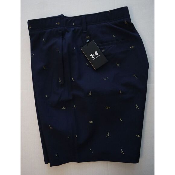 Under Armour 1377303 410 Men's Sz 38 Navy Blue UA Storm Golf Printed Shorts - Picture 9 of 10